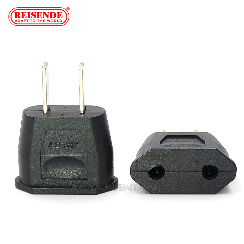 美转欧转换插头 美式转欧式 双扁插头转双圆插头 欧标转美标插头