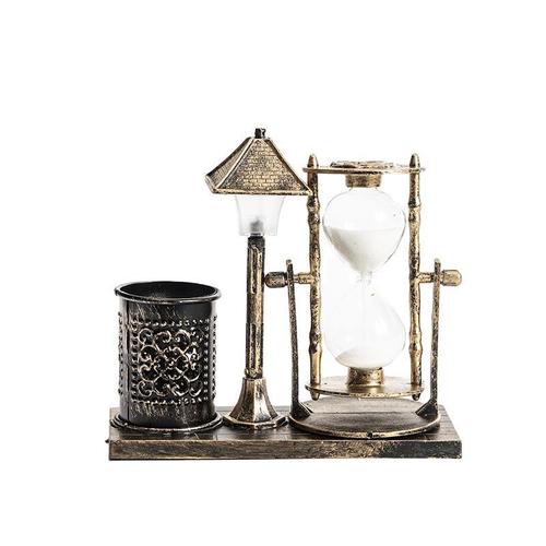 Creative retro hourglass night light, nostalgic pen holder, quicksand desktop decoration, graduation gift for students, friends and children