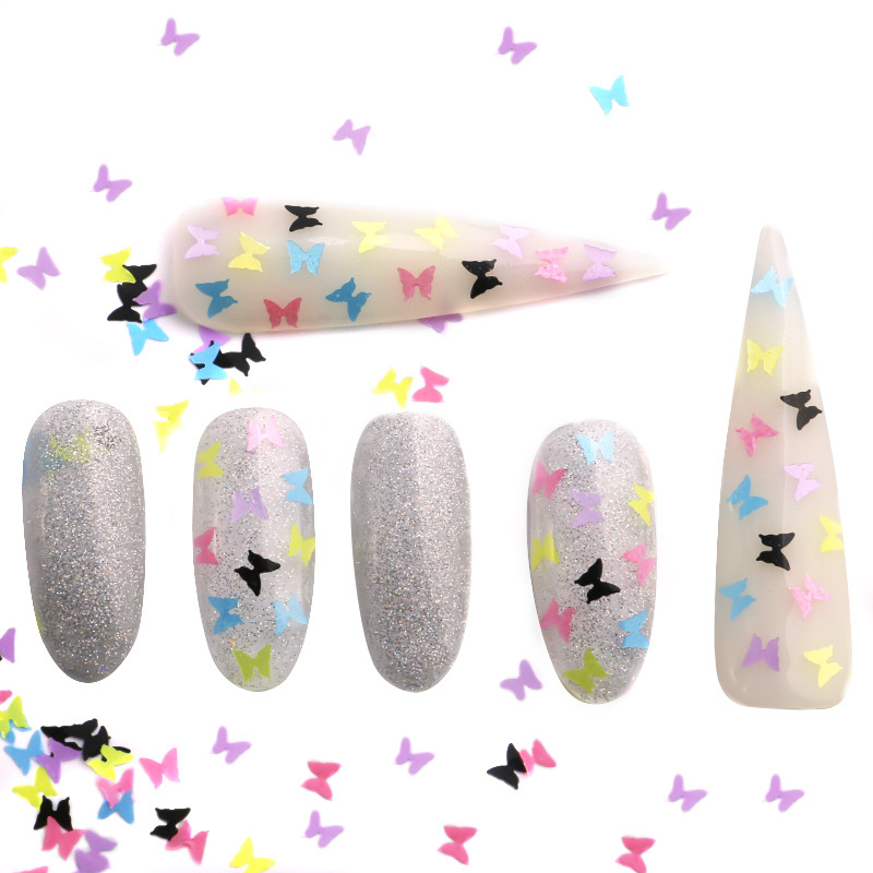 Nuevo manicurismo fluorescente mezcla de mariposa de color fantasma de forma diferente flash de manicurismo fluorescente mariposa