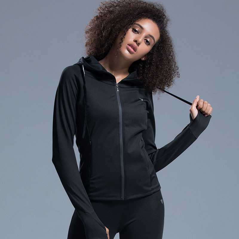 新款暴汗服女外套瑜伽服女运动服开衫连帽跑步运动健身服一件代发|ms