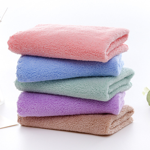 Manufacturer wholesale plain high density coral velvet square towel 30*30cm soft absorbent household face towel cleaning towel