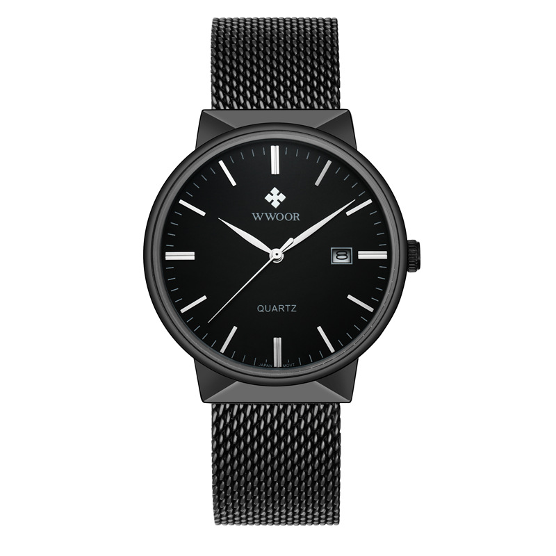 WWOOR Holding Love nuevo reloj de cuarzo de malla de negocios para hombres calendario impermeable reloj redondo cabeza casual Bowl Watch 8826W