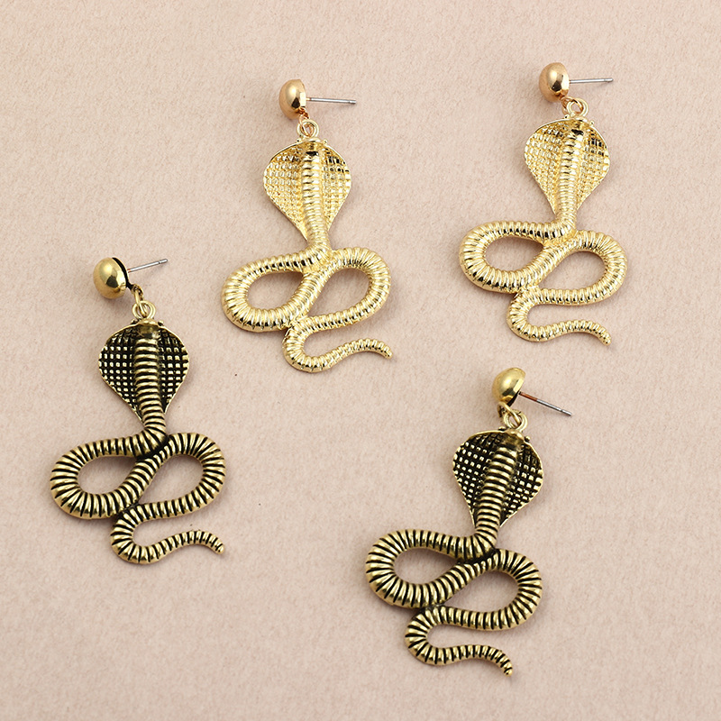 Retro Metal Snake-shaped Animal Earrings display picture 4