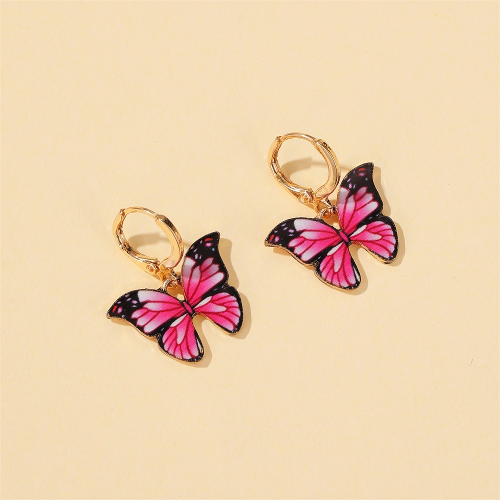 New Earrings Creative Street Shooting Color Butterfly Earrings Ladies Dream Butterfly Earrings Wholesale Nihaojewelry display picture 9