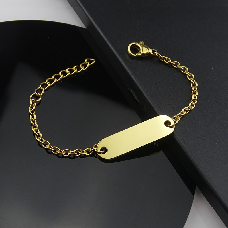 DIY custom stainless steel name bracelet electroplated 18K real gold lettering adult children bracelet cross-border exclusive