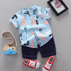 Children's sleeves, summer cartoon set for boys, shirt, T-shirt, 0-4 years, children's clothing, wholesale