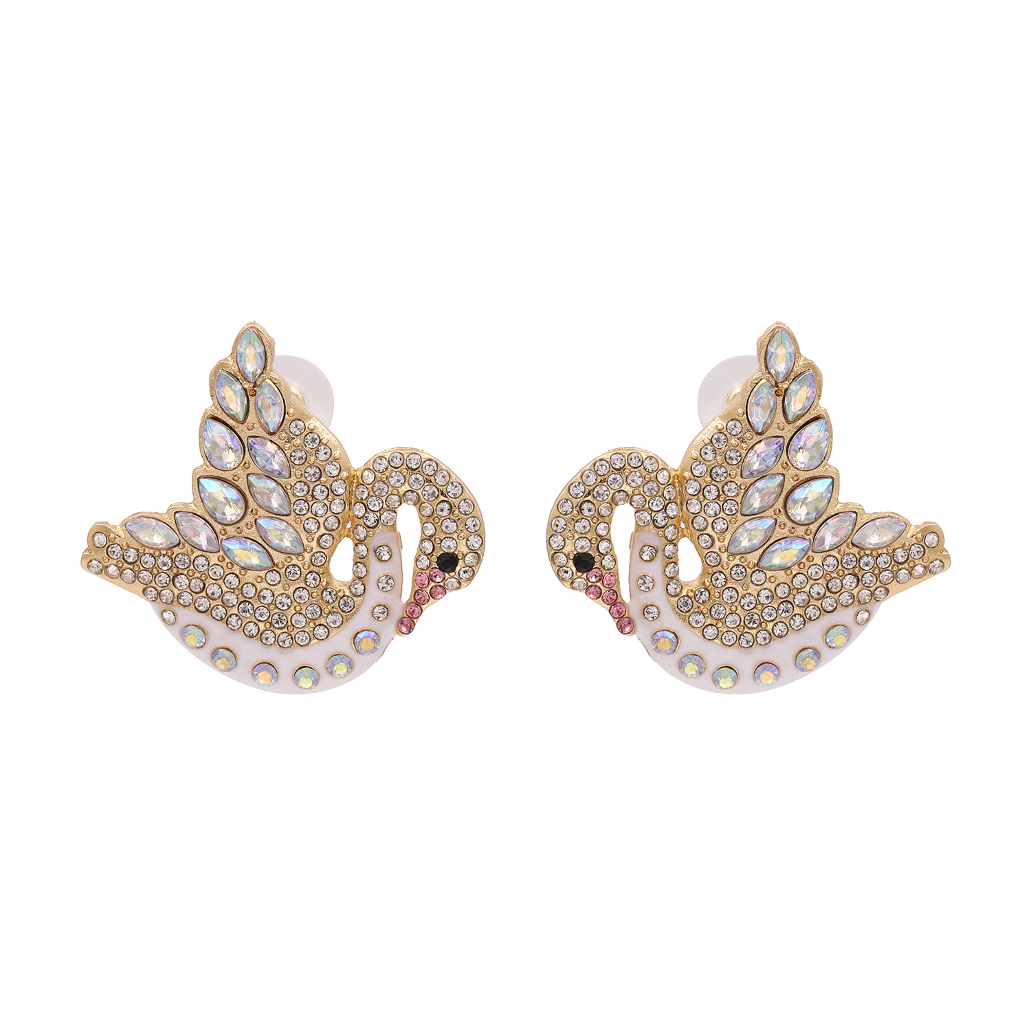 New Product Creative Full Diamond Swan Earrings New Animal Earrings Wholesale Nihaojewelry display picture 2