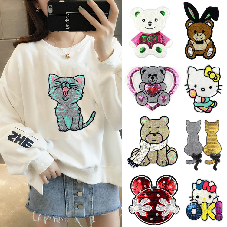 fashion new pattern towel Embroidery Embroidery Large Cloth sticker clothes decorate pattern patch APPLIQUE Little Bear goods in stock wholesale