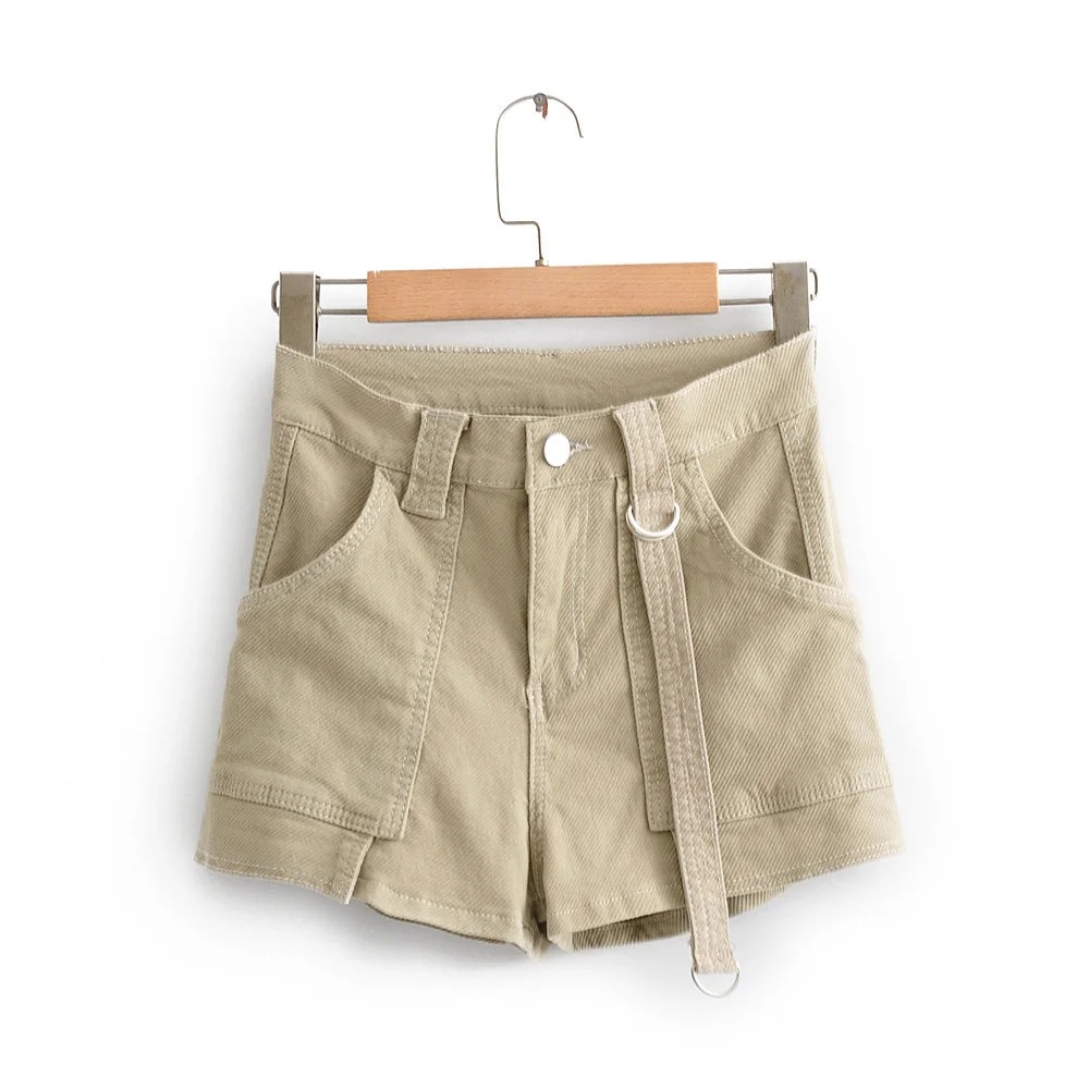 Shorts de mezclilla de cintura alta y pernera ancha NSAC14561