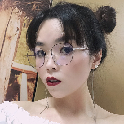 fashion circular Retro Optics Polygon Full Frame Blue light glasses Double color men and women Metal optics