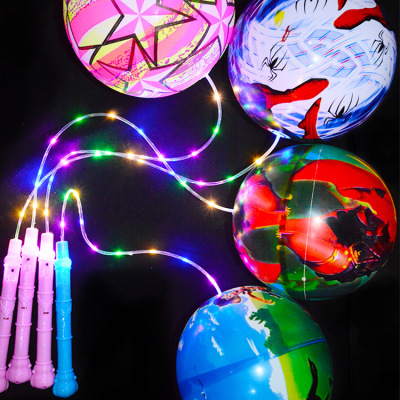 廠家直銷發光健身球兒童運動跳舞甩繩充氣閃光球夜市熱賣地攤玩具