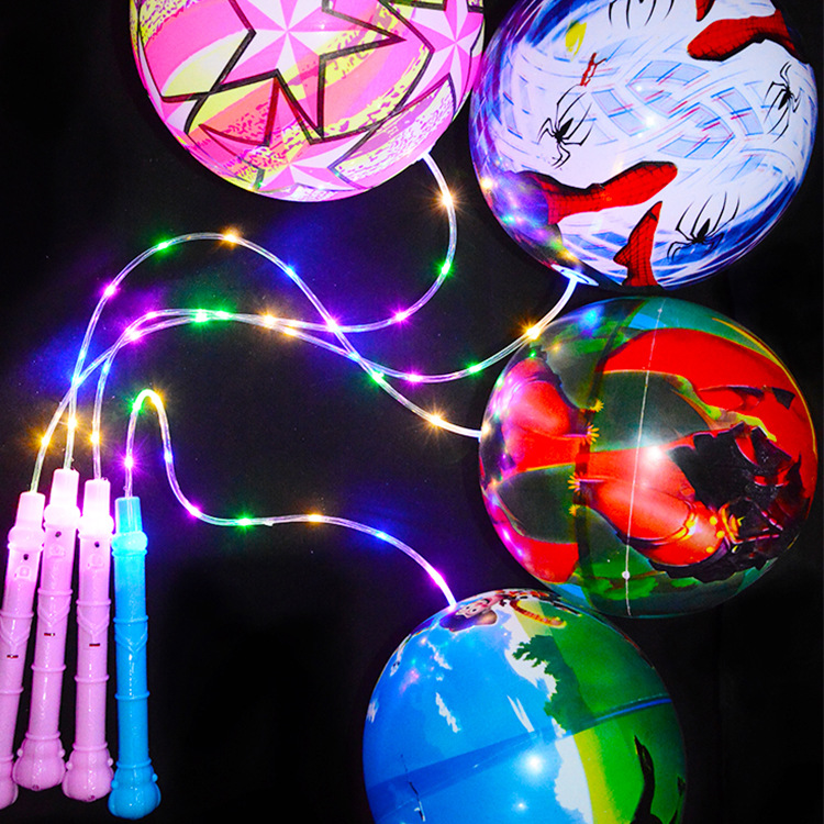 廠家直銷發光健身球兒童運動跳舞甩繩充氣閃光球夜市熱賣地攤玩具