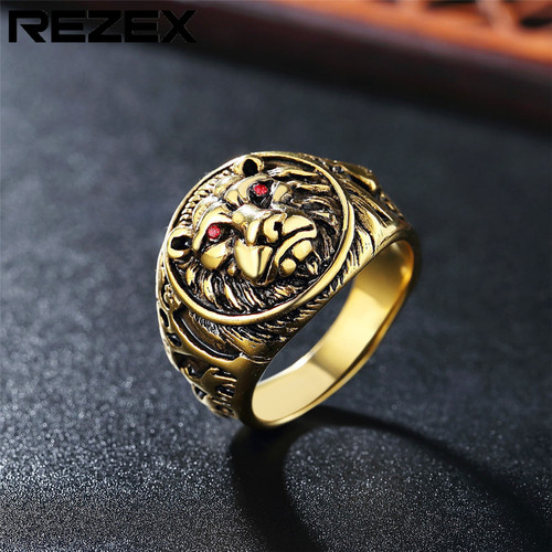 R0766-NK02 European & American-style Vintage Lion Head Men's Titanium Steel Ring — Wholesale Foreign Trade Accessories