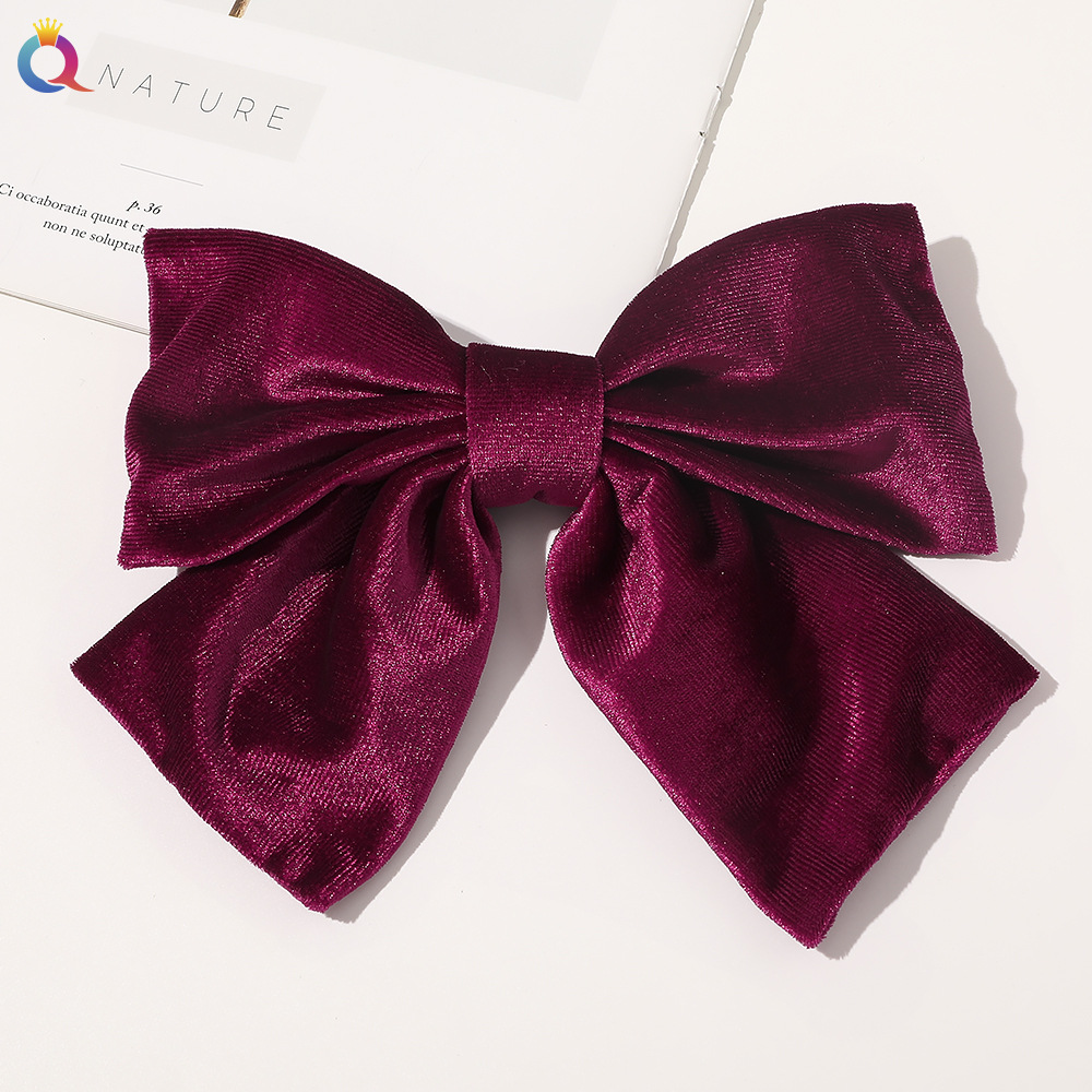 Candy Color Velvet Big Bow Hair Clip display picture 5