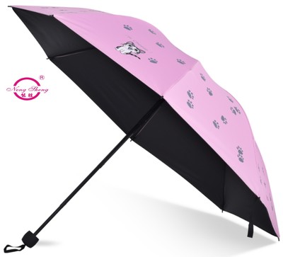 厂家直销小猫咪卡通防嗮手动黑胶伞 55公分8骨晴雨伞可定制|ms