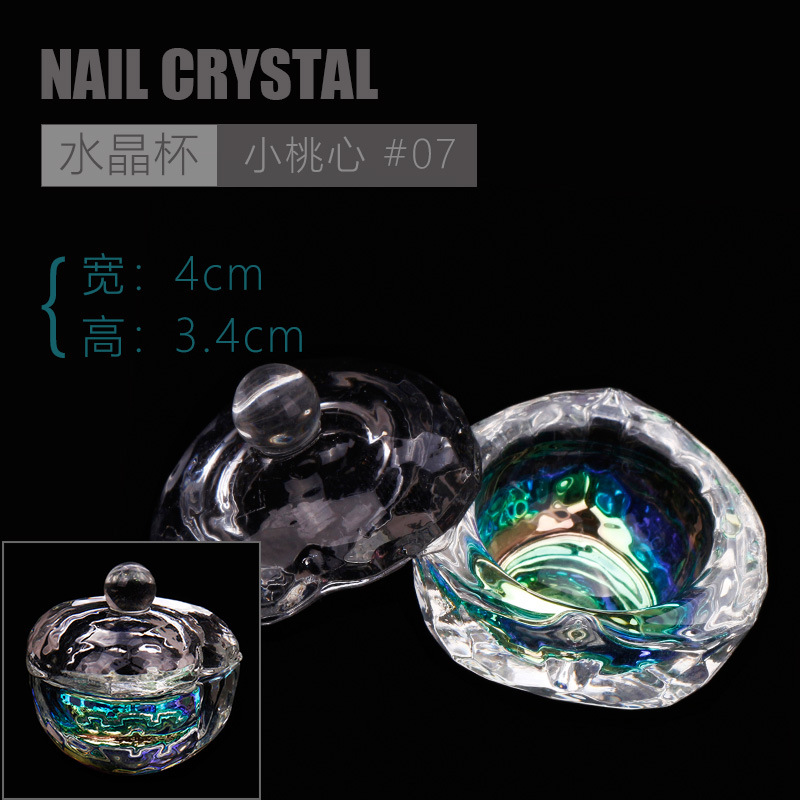 Nuevo colorido AB cristal Copa de cristal de Arte de uñas taza de cristal con tapa colorida Copa de cristal colorido Copa de cristal