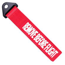 亚马逊爆款拉车绳REMOVE BEFORE FLIGHT红底白字应急拖车绳绑带