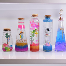 DIY创意许愿瓶 透明木塞玻璃瓶水宝宝带灯发光星空彩虹幸运漂流瓶