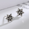 Retro silver needle, fashionable three dimensional earrings, accessory, silver 925 sample, Korean style