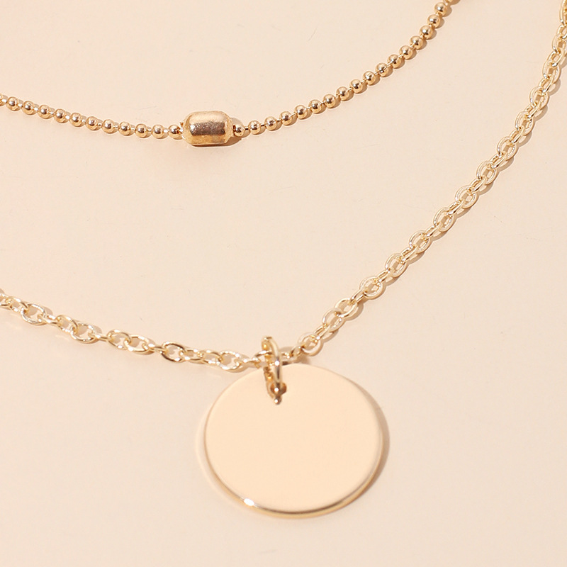 7g Weight Necklace Classification Wedding, Travel Occasion Women'S Gender Gold Color Hot Selling Fashion Multi-layer Personality Sequin Stacked Necklace 4