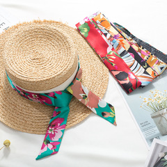 Classic new decorative long, narrow, small silk scarf tie bag handle silk scarf small ribbon scarf fringe scarf women's neckerchief