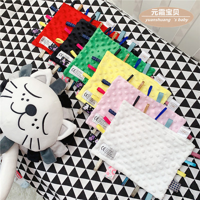 跨境食品级婴幼新生儿豆豆安抚巾可入口睡眠巾标签安抚巾安抚玩具