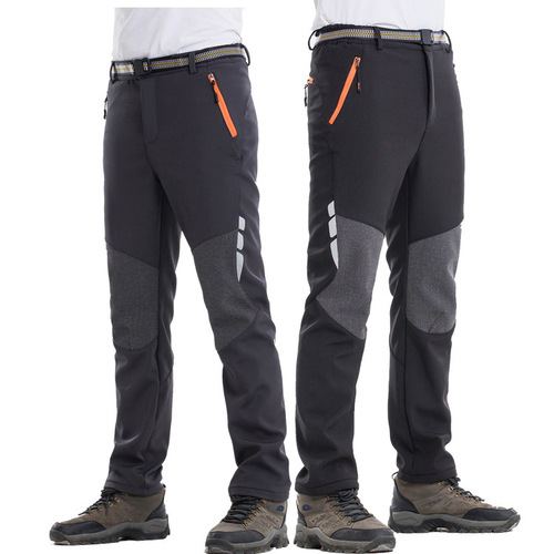 Autumn and Winter Fleece-Lined, Thickened Men's Outdoor Windproof, Warm, and Stylish Pants—Skiing, Mountaineering, and Softshell Pants