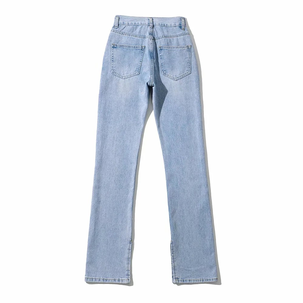 High-Waisted Two-Button Mopping Jeans NSAC17588