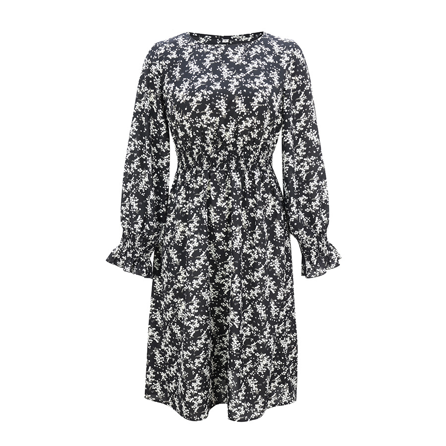 summer new round neck print long sleeve dress  NSAL32465