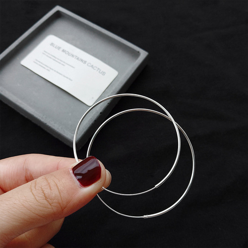 S925 Sterling Silver Large Circle Earrings for Women: Elegant, European & American Style, Bold Design, Korean Fashion, Minimalist Appeal, Perfectly Versatile—A Trendy Choice for Every Occasion