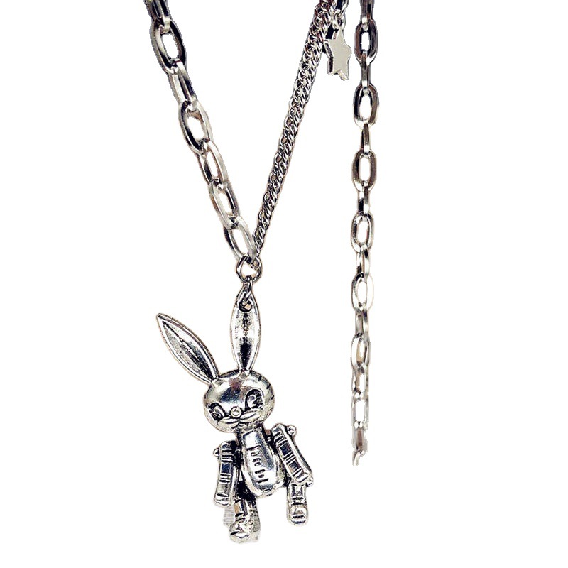New Korean Titanium Steel T-shirt, Sweater Chain, Hiphop, Bounce, Men's and Women's Accessories, Mechanical Rabbit Short_voghion.com