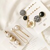 Retro set, hairgrip, bangs from pearl, Korean style, internet celebrity, 3 piece set