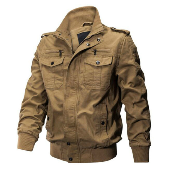 Spring and autumn thin men’s stand collar cotton wash coat casual air force jacket man