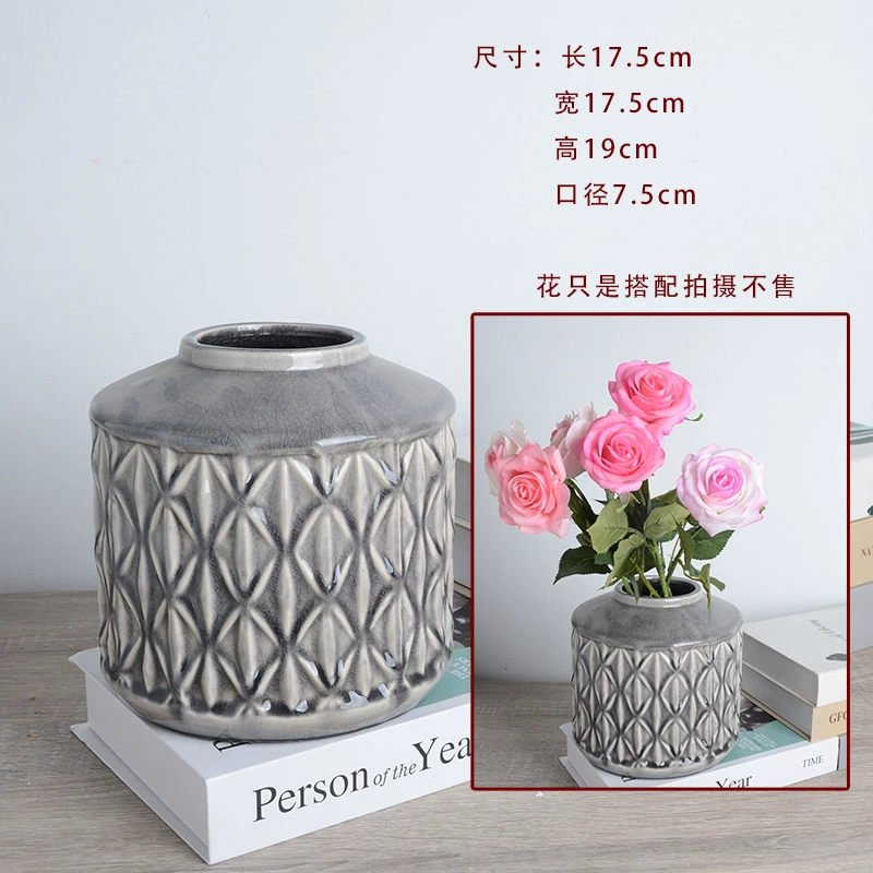 Керамическая крышка банки в японском стиле Ваза/ледяные трещины Простая универсальная Алмазная керамическая ваза Мебель для дома Мягкая декоративная банка для хранения
