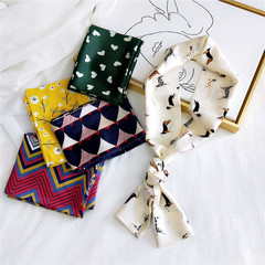 Women's Spring and Summer Long Silk Scarf, Fashionable Korean Style Decorative Necktie, Winter Scarf, Striped Design