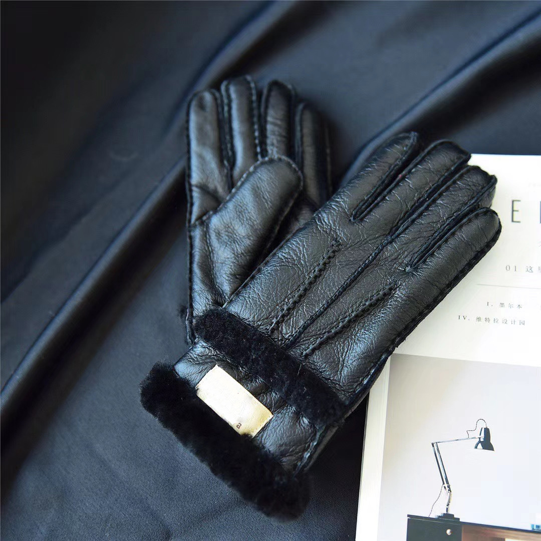 羊皮毛一体男女士手套户外自行车保暖骑行分指手套开车加厚