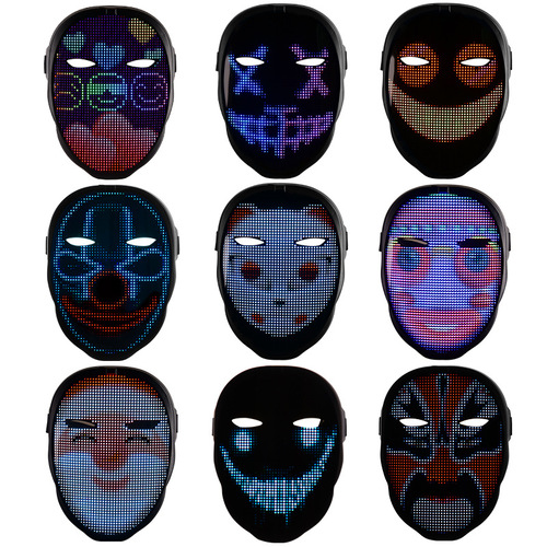 Supply APP display full-color Bluetooth lighting mask Halloween party dance party bar face-changing props