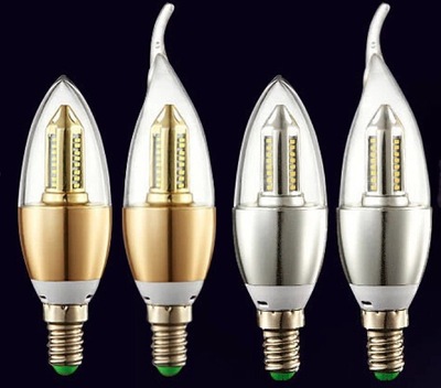 现货LED通用E14美国E12小螺口无频闪健康金银暖白光拉尾蜡烛尖泡