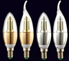 現貨LED通用E14美國E12小螺口無頻閃健康金銀暖白光拉尾蠟燭尖泡