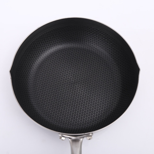 Small Zhi pot square rim full screen honeycomb 304 stainless steel wok for home use non-coated non-stick gift pot set wholesale