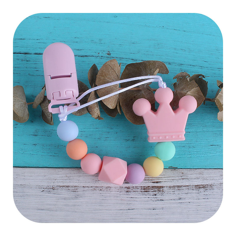 Bebé unicornio mordedor juguete dientes molienda palo corona de silicona chupete cadena anti-gota cadena mordedor traje