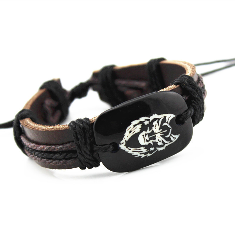 Foreign Trade Leather Resin Bracelet Wol...