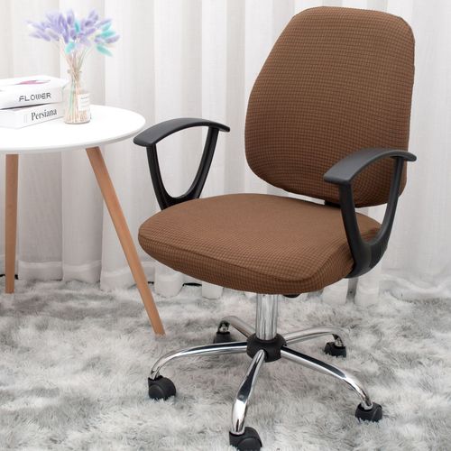 Shaggy Fleece Separate Office Chair Cover, Home Computer Chair Cover with Armrest Elastic Seat Cover, Universal Chair Cover for Cross-border