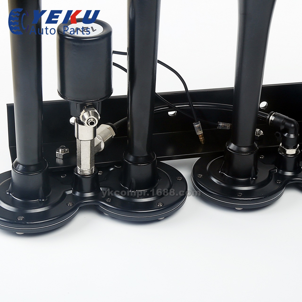 12V单直排4管黑色电控气喇叭货车卡车轿车改装超响