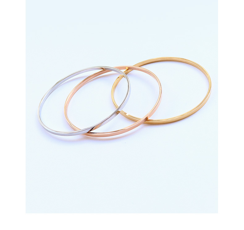 Retro Simple All-match Plain Circle Three-color Bracelet display picture 7