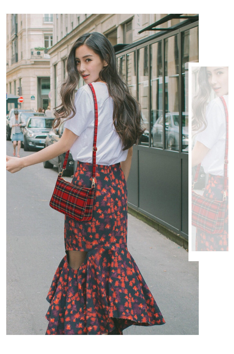 Damestassen 2023 Koreaanse versie van de nieuwe internetberoemdheid geruite baguette okseltas canvas tas literaire retro cross-body schoudertas_voghion.com