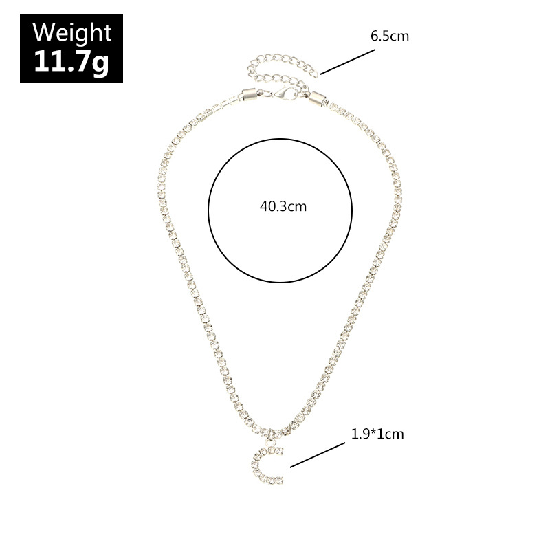 fashion new popular wild 26 English alphabet necklace full diamond choker necklace nihaojewelry whol