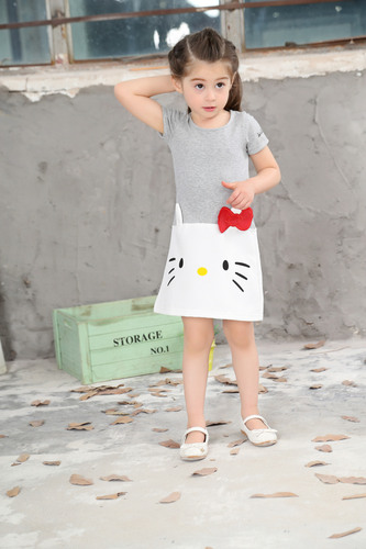  Summer Middle School Girl Korean Children's Clothing Printed Embroidered Flower Cotton Sweatshirt Dress Factory Direct Sales 