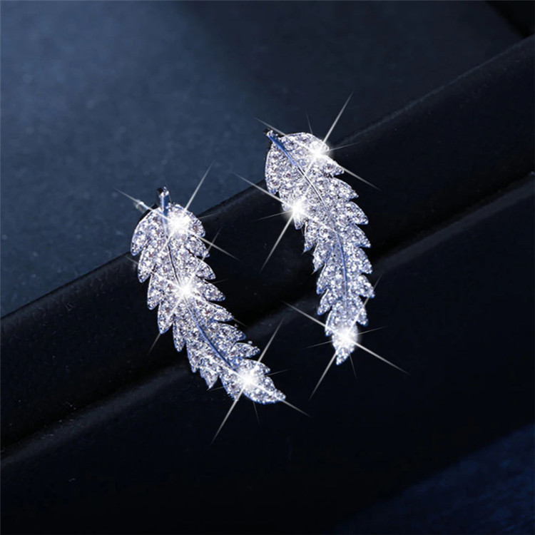 10g Weight Artificial Gemstones Inlay Material Earrings Classification 1 Pair Quantity 1 Pair Fashion Leaf Alloy Inlay Artificial Gemstones Women's Earrings