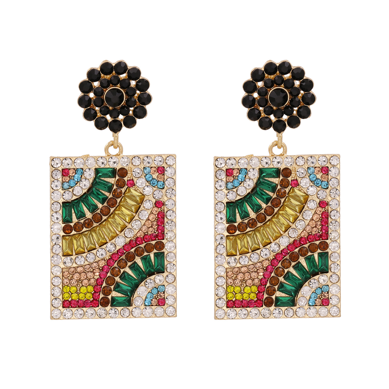 Fashion  Retro Square Diamond Earrings Bohemian   Earrings  Nihaojewelry Wholesale display picture 11